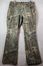 Mossy Oak Pants Womens Size 16 Green Camo Print Cotton Pockets Casual Flat Front - $16.69