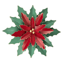 US Seller 16.25&quot; Large Red And Green Metal Poinsettia Christmas Wall Hanging Fas - £81.80 GBP