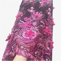 Fushia Fantasy: Vibrant 3D Applique Net Lace Fabric - 2020&#39; - £132.09 GBP