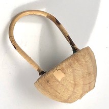dollhouse miniature wooden handled basket form with metal handle unpainted base - £6.38 GBP