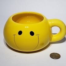 Yellow Smiley Happy Face Mug Soup Bowl Squatty Big Smile Chunky 12 oz - £16.19 GBP