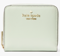 Kate Spade Staci Small ZipAround Wallet Mint Green Leather KG035 Olive N... - $49.48