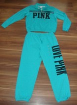 Victoria Secret PINK LOGO Sweater CAMPUS PANTS 2 pieces SET Size Large NEW  - $118.75