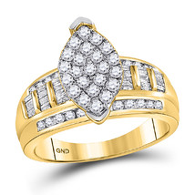 10kt Yellow Gold Round Diamond Oval Cluster Bridal Wedding Engagement Ring - £593.57 GBP