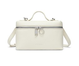 Vegan Leather Satchel Crossbody Purse Small Tote Shoulder Bag, Beige - $22.77