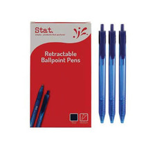 Stat Retractable Medium Ballpoint Pen 1mm (Box of 12) - Blue - £23.95 GBP