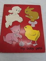 Vintage Playskool 155AN-14 My Baby Pets 4 Piece Wooden Puzzle - £19.77 GBP