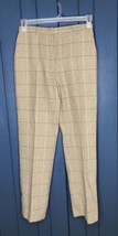 Vintage Wool Blend Tan Brown Houndstooth Plaid Pants Small Medium Cottagecore - £21.96 GBP