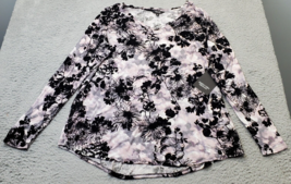 Simply Vera Vera Wang Blouse Top Womens 1X Multi Floral Rayon Long Sleeve V Neck - £15.18 GBP