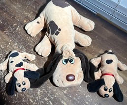 Vintage 1985 TONKA 18&quot; Plush POUND PUPPY Brown Large And Small Puppy Lot - $31.19