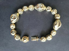 Vintage Judy Lee Signed Gold Tone Beaded  Bracelet  Linked Chain 8&quot; PB77 - £15.72 GBP
