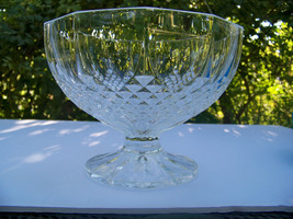 Vintage Compote Clear Glass Diamond Cut Heavy Dessert Bowl Wedding Party 4.5# - £27.50 GBP