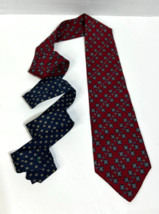 Tommy Hilfiger VTG Mens Necktie Tie Red Blue Gold Square Diamond Motif 60" - $14.80