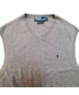 Polo Ralph Lauren Sweater Vest Mens XL Gray Pima Cotton Knit Pullover Po... - $29.59 CAD