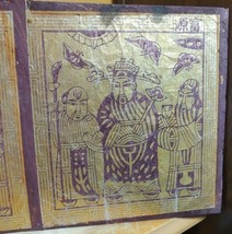 Pair Chinese Painting 9&quot;x10&quot; Emperor dark red on Gold Foil Joss Pith/ Ri... - $703.74 MXN