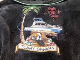 Tommy Bahama Jingle Bell Dock Xmas Plush Robe Mens S/M No Belt Wrap Black Comfy - £39.47 GBP