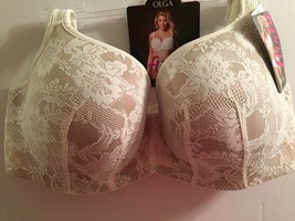 OLGA UNDERWIRE BRA FLIRTY BALCONETTE WITH LACE WOMEN&#39;S FULL FIGURE GF571... - $78.00