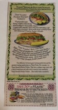 1990 Vlasic Bread And Butter Pickles Vintage Print Ad Advertisement pa18 - £4.66 GBP
