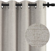 100% Blackout Curtains Linen Textured Blackout Curtains 84 Inch Length Burlap - £35.96 GBP