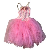 Pink Ballerina Princess Dress With Floral Accents &amp; Tulle Skirt For Girl... - $19.20