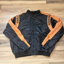 Vintage Harley Davidson Black Orange Motorcycle Jacket Men’s Size 2XL Ta... - $75.99