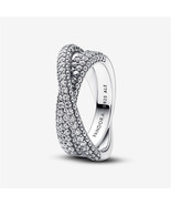 S925 Silver Timeless Pavé Crossover Dual Band Ring,Wedding Ring,Gift for... - $28.70 CAD