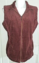 L Vest Woolrich Burgundy Soft Cotton Corduroy Zippered  Pockets Collar - £10.51 GBP