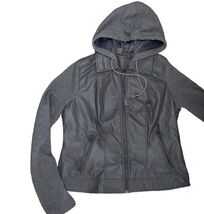 J2 Women’s Faux Leather Jacket With Sweatshirt Like Sleeves Size Small Gray - €7,62 EUR