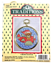 Traditions Cross Stitch Kit T9323 Airplane Teddy Bear in Santa Hat Chris... - $12.82