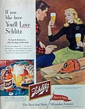 Schlitz Beer. 50&#39;s Print ad. Full Page Color Illustration. Fantastic, scarce ... - £14.03 GBP