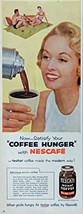 Nescafe Instant Coffee, 50&#39;s Print ad. Color Illustration (&quot;coffee hunger&quot;) A... - £14.30 GBP