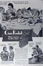 Cine- Kodak Eight Movie Camera, 30's Print ad. B&W Illustration (birthday par... - $17.89