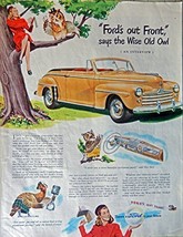 1947 Ford Car, 40's Print ad. full page Color Illustration (woman and Owl in ... - $17.89