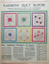 Rainbow Quilt Blocks, 30&#39;s Print. Full Page Color Illustration (new appl... - $17.89