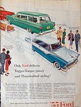 1955 Ford Cars, 50&#39;s Print ad. Full page Color Illustration (new cars co... - £14.30 GBP