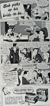 Lipton Tea, 40&#39;s B&amp;W print ad. Illustration, painting (cartoon-Bob picks up h... - £14.24 GBP