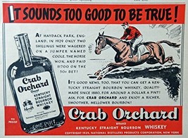 Crab Orchard Whiskey, 30&#39;s Print ad. Color Illustration (it sounds to good to... - £14.06 GBP
