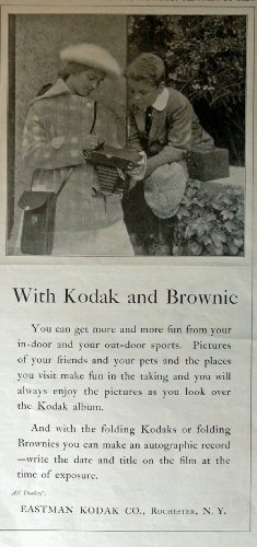 Kodak Brownie, 1917 Full Page B&W Illustrations, 8" x 15" Print Ad. (boy and ... - $17.89