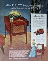 Philco Radio-Phonogralh, 50&#39;s Print Ad. Full Page Color Illustration (with te... - $17.89