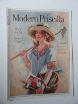 Modern Priscilla (cover only) 1925 magazine cover art, woman holding a hoe - $17.89