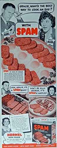 Spam, 40's Print ad. Color Illustration (George Burns and Gracie Allen)Origin... - $17.89