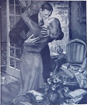 Tom Webb, 30&#39;s B&amp;W Illustration Print art (man and woman kissing) oringial vi... - £14.34 GBP