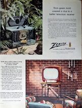 Zenith Television, 50's Print Ad. Color Illustration (thick green mold c... - $14.99