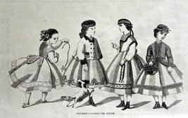 Fashion Page, 1800&#39;s Engraved &amp; Printed by Illman Brother&#39;s B&amp;W Art, 9 1... - £14.26 GBP
