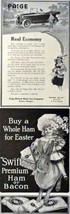 Paige Cars and Swift&#39;s Ham or Bacon, 1916 Print Advertisment. B&amp;W Illust... - $17.89