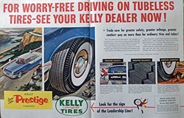 Kelly Springfield Tires, 50&#39;s Print ad. Two Full page centerfold, Color Illus... - £14.29 GBP