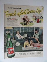 7up, 40&#39;s Print Ad. full page Color Illustration, [painting] (family) Origina... - £14.07 GBP