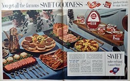 Swift Canned Meats, 50&#39;s Print ad. Two Full Page Centerfold Color Illustratio... - £14.29 GBP