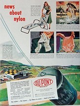 DuPont Nylon, 40&#39;s Print ad. Full Page Color Illustration (fishline,gloves,pa... - £14.13 GBP