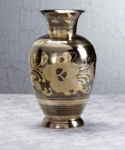 29363 World of Products Medium Brass N Pewter Floral Vase - $15.50